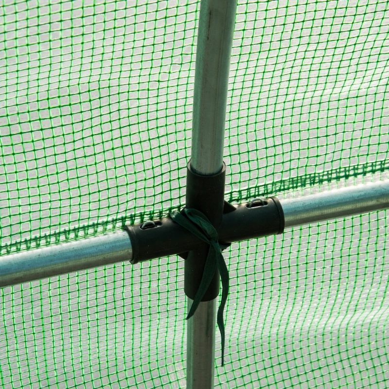 Outsunny Serra di Giardino Tunnel 8 m² con Finestre e Porta, Acciaio Galvanizzato Rinforzato, PE ad Alta Densità, 4L x 2P x 1.9H m, Verde