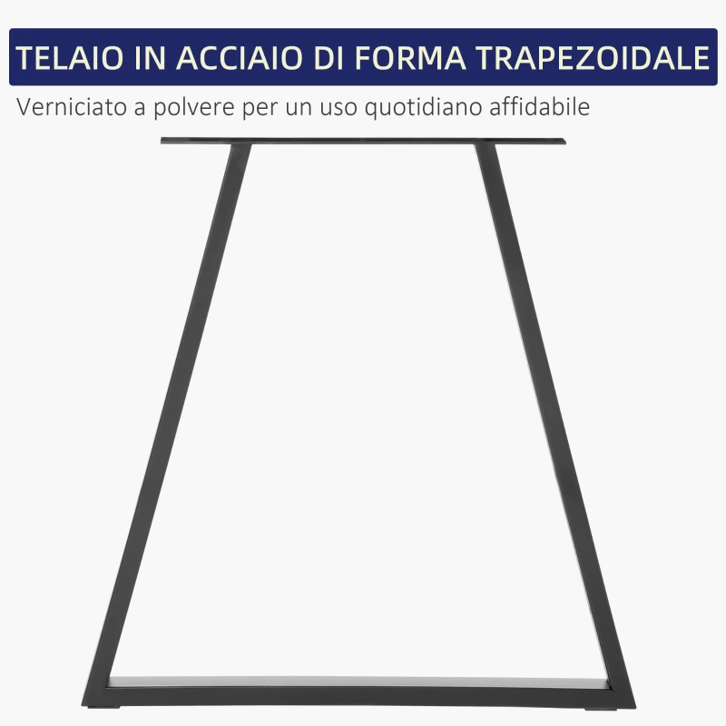 HOMCOM Set 2 Gambe per Tavolo Trapezoidali in Acciaio con 6 Fori e 12 Viti, 70x5x72 cm, Nero