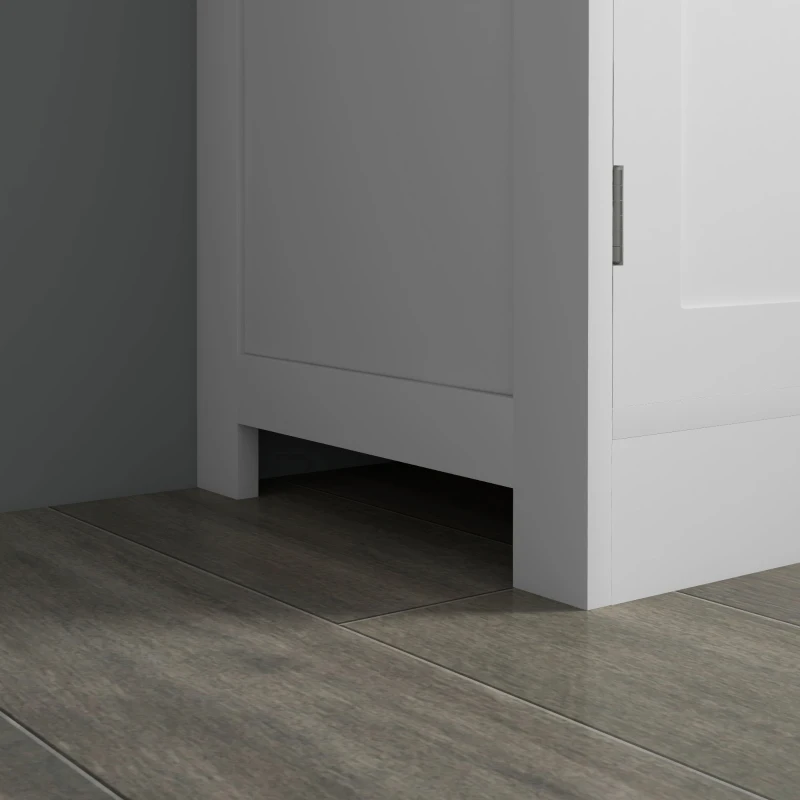 HOMCOM Credena da Cucina con 2 Armadi, Ante in Vetro, 4 Mensole, in Legno, Bianco