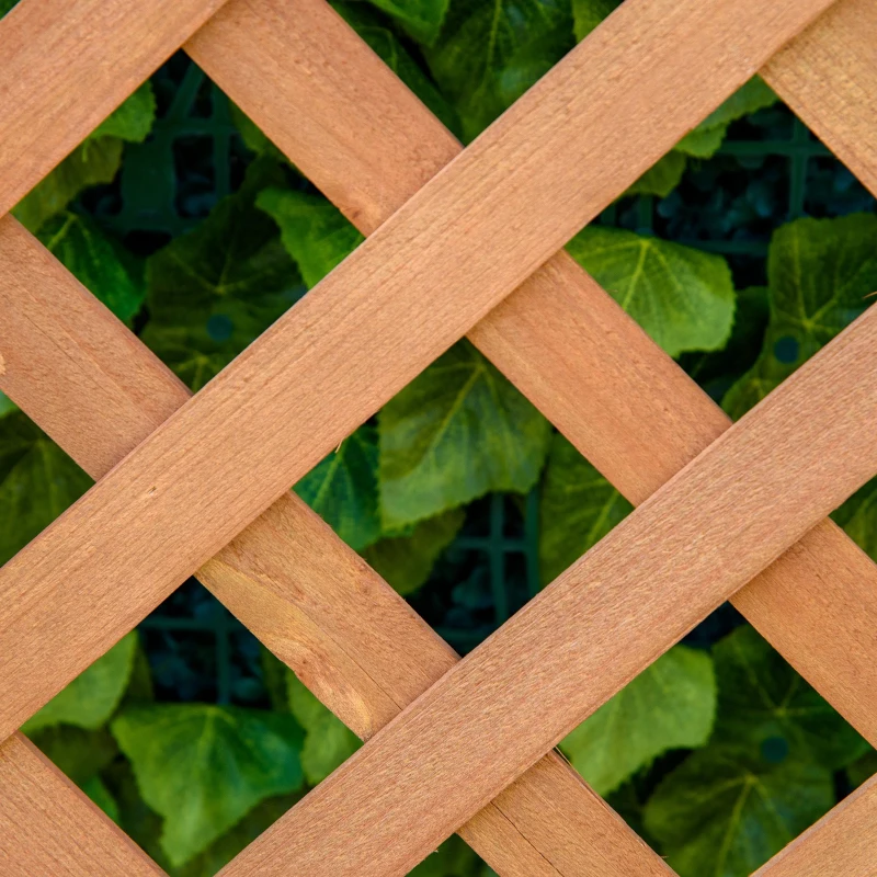 Outsunny Fioriera con grigliato in legno preoliato, 70x28x117 cm