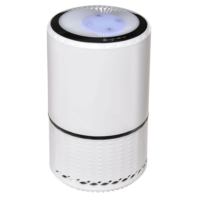 HOMCOM Purificateur d'Air avec Filtre HEPA Charbon Actif, 3 Vitesses Réglables, Surface couverte 18㎡, pour Poussière, Fumée, Odeurs, Pollen