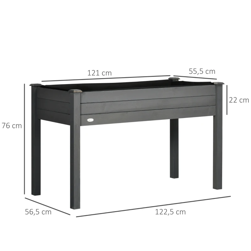 Outsunny Jardinera elevada 123x57x76 cm, incluye insertos de riego + fieltro de drenaje, madera maciza de abeto