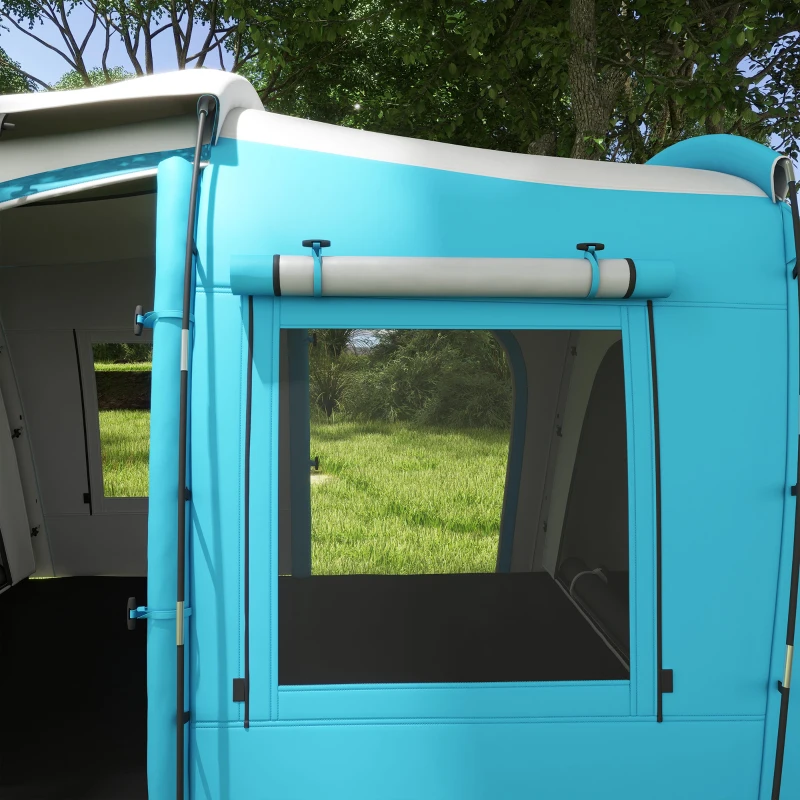 Outsunny Tenda da Campeggio Familiare 3 4 Persone 2 Stanze 4 Porte e 4 Finestre, Sacco Trasporto, 460 L x 220 L x 175 H cm