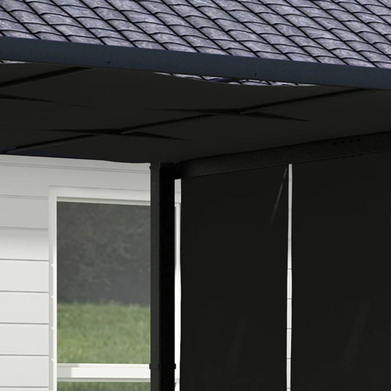 Outsunny Pergola con 3 Teli Scorrevoli 3L x 3l m, Struttura in Metallo Epoxi Anticorrosione, Tessuto in Poliestere, Grigio