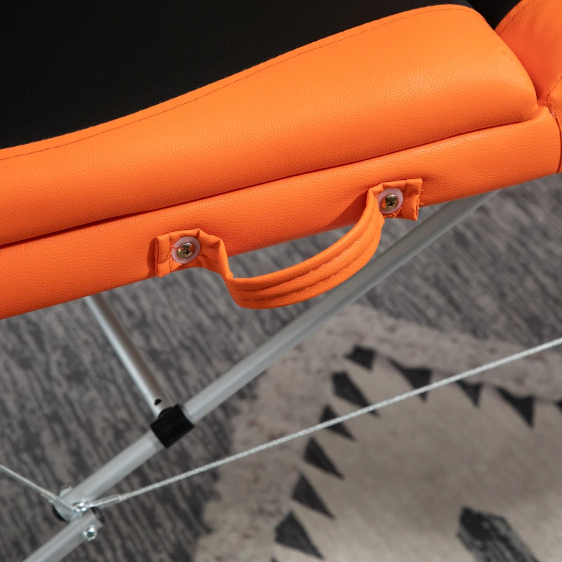 HOMCOM Lit de Massage Pliable à Hauteur Réglable, Lit Professionnel de Massage en Aluminium et Plastique, 215x60x61-84 cm, Noir et Orange