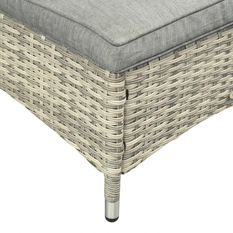 Outsunny Set Lettini Prendisole con Tavolino da Giardino, Set da Giardino 3 Pezzi, Rattan Sintetico e Metallo, Grigio