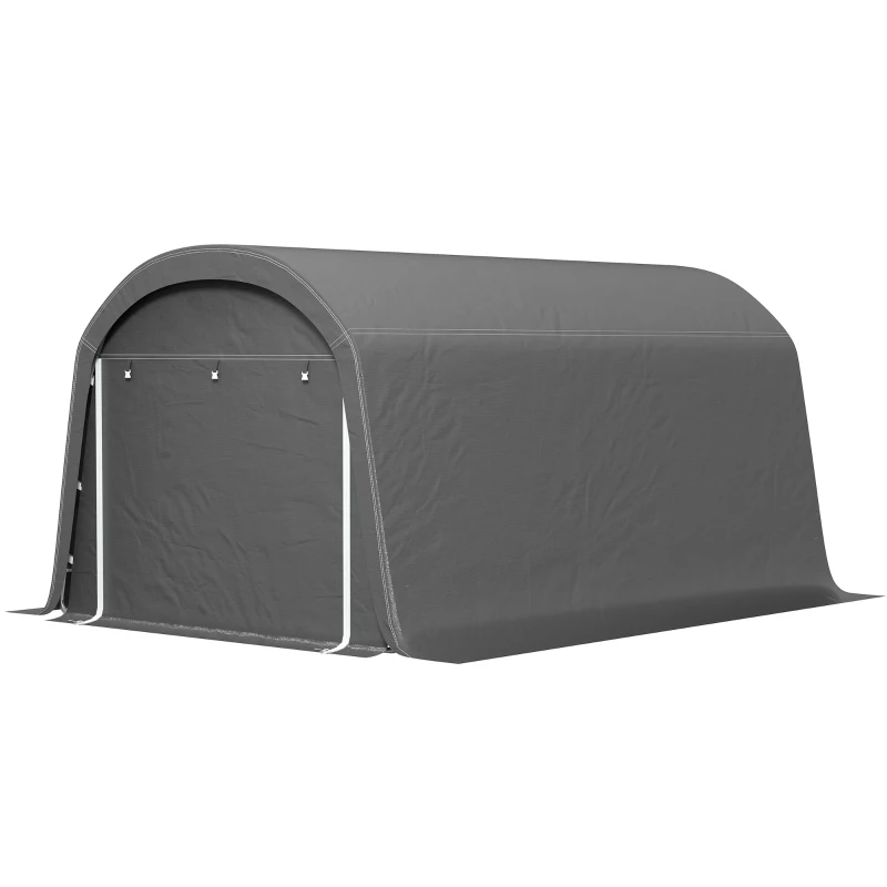 Outsunny Ripostiglio da Giardino con Telo in Plastica, Tettoia per Attrezzi, Garage Pieghevole, 300 x 450 x 230 cm, Grigio Scuro