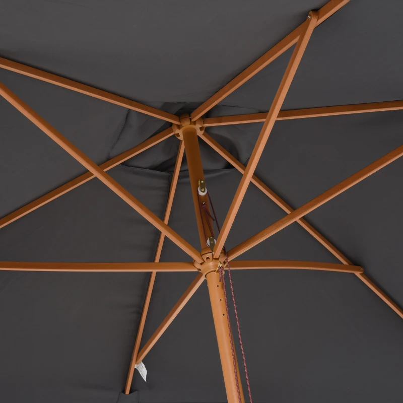 Outsunny Parasol recto rectangular Sombrilla de jardín de gran tamaño 3x2x2,5 m Gris oscuro
