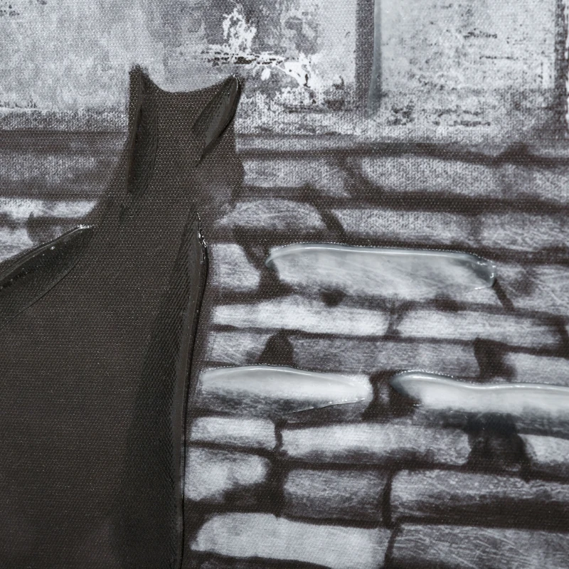 HOMCOM Impresión en Lienzo con Niña 80x40 cm 5 Piezas para Casa y Oficina Marco de Madera de Pino y Pintura al Agua Negro Blanco