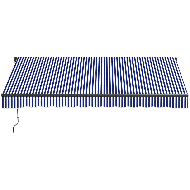 Outsunny Toldo retráctil manual toldo para balcón inclinación ajustable manivela marco de aluminio poliéster Azul Blanco