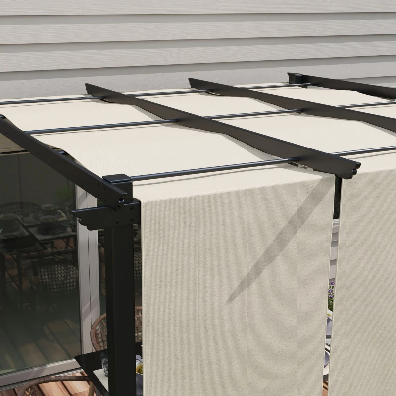 Outsunny Pergola mit 3 verschiebbaren Planen 3 x 3 m, Stahlkonstruktion Polyesterstoff in hoher Dichte 180g/㎡ Beige
