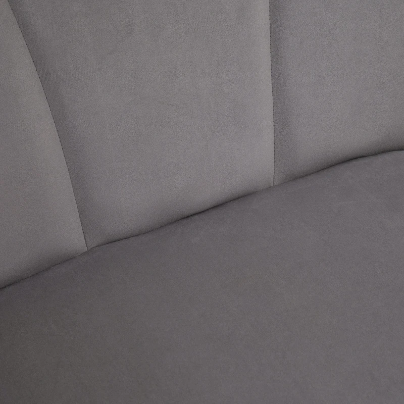 HOMCOM Sofa 2-osobowa z aksamitu z metalowymi nogami i oparciem muszlowym, 132x66x80cm, Szary