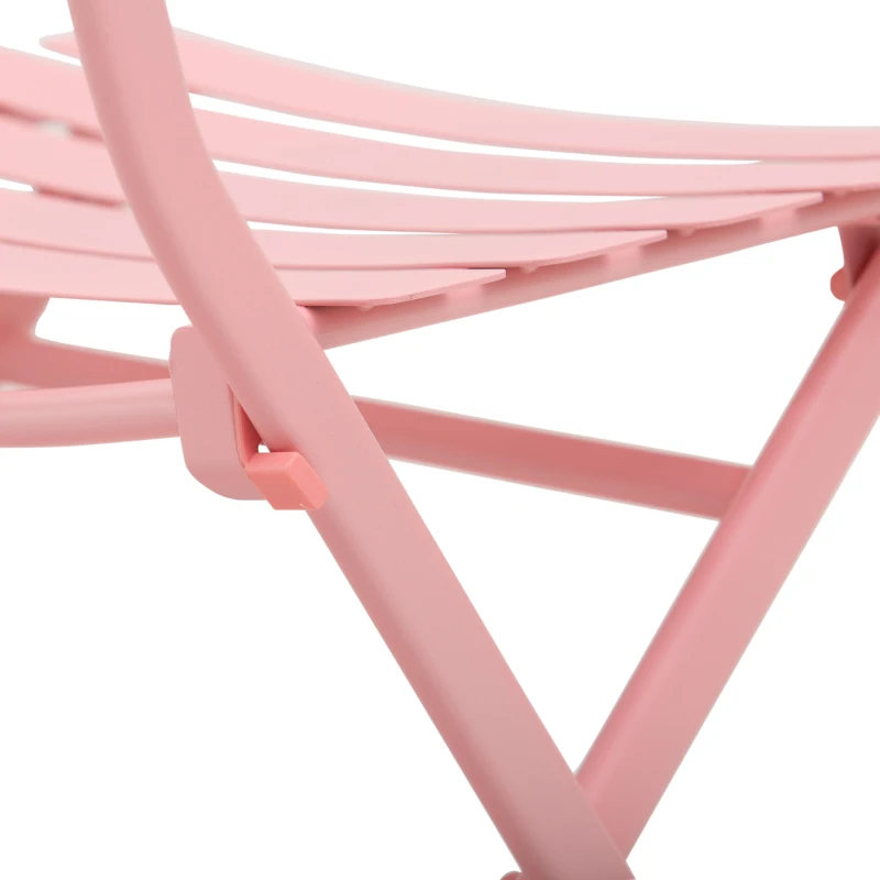 Outsunny Gartenset für 2 Personen Garnitur Balkonmöbel Set Bistrotisch mit 2 Stühlen  für Hof Garten klappbar Rosa
