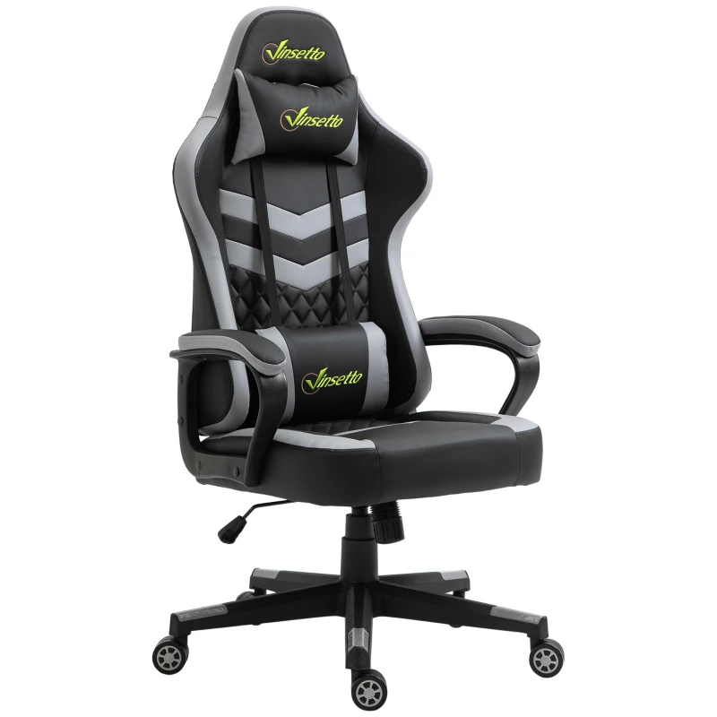 Vinsetto Fauteuil da ufficio gaming sedia gamer poggiatesta e supporto lombare altezza regolabile 61 x 70 x 129 cm nero e bianco