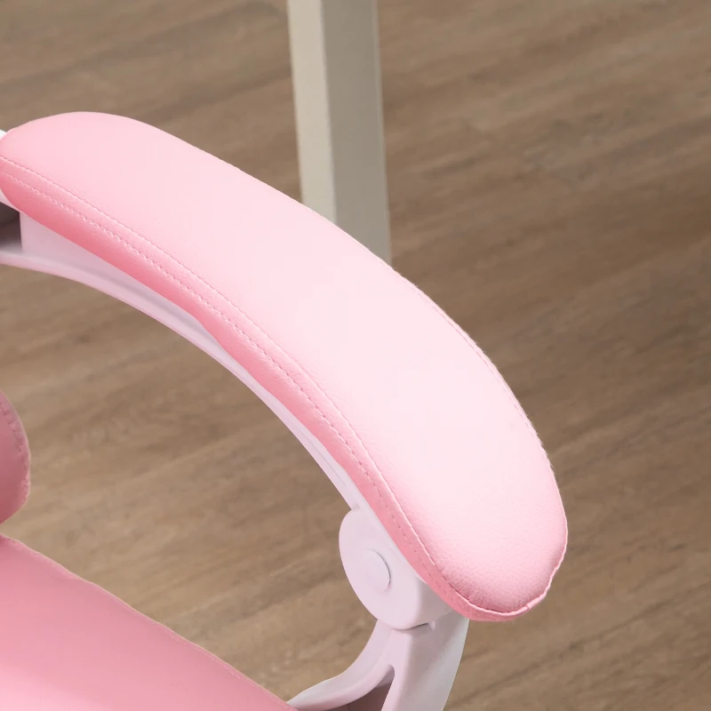 Vinsetto Chaise de bureau avec repose-pieds, dossier réglable, réglable en hauteur, 5 roulettes, Rose + Blanc
