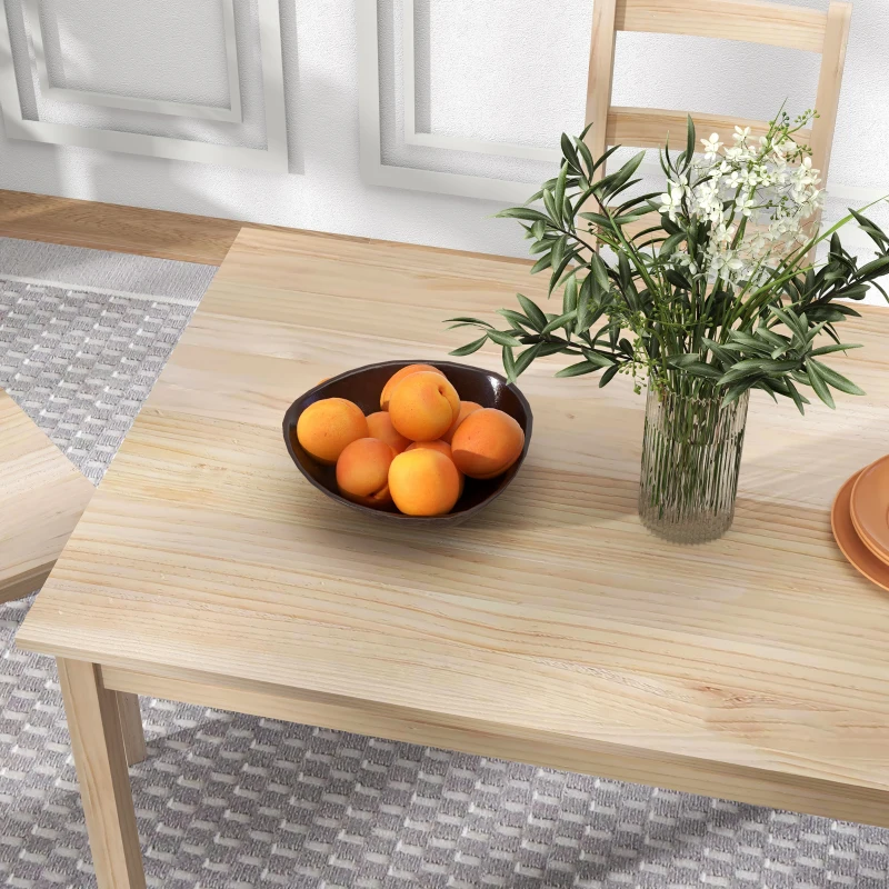HOMCOM Conjunto de Comedor de 5 Piezas Mesa con Sillas Conjunto de Asientos Madera Maciza 118x73x75 cm Natural