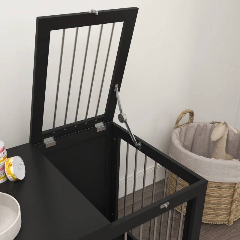 PawHut Gabbia per Cani Trasportino, 2 Porte Bloccabili, Griglie in Acciaio, 80 x 50 x 56,5 cm, Nero