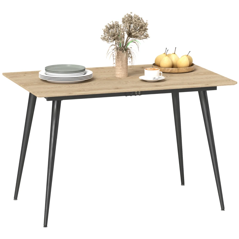 HOMCOM Mesa de comedor plegable mesa extensible 120-160 cm para 6 a 8 personas con patas de acero natural