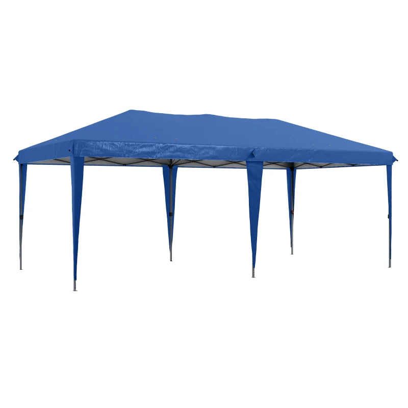 Outsunny Carpa Plegable Tienda de Jardín Pabellón de Fiesta Fácil de Plegar, Resistente a la Intemperie, 5,9x2,95x2 m, Azul