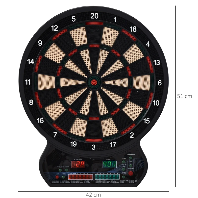 HOMCOM Elektronisches Dartspiel 27 Hauptspiele für bis zu 8 Spieler LED-Anzeige Schwarz
