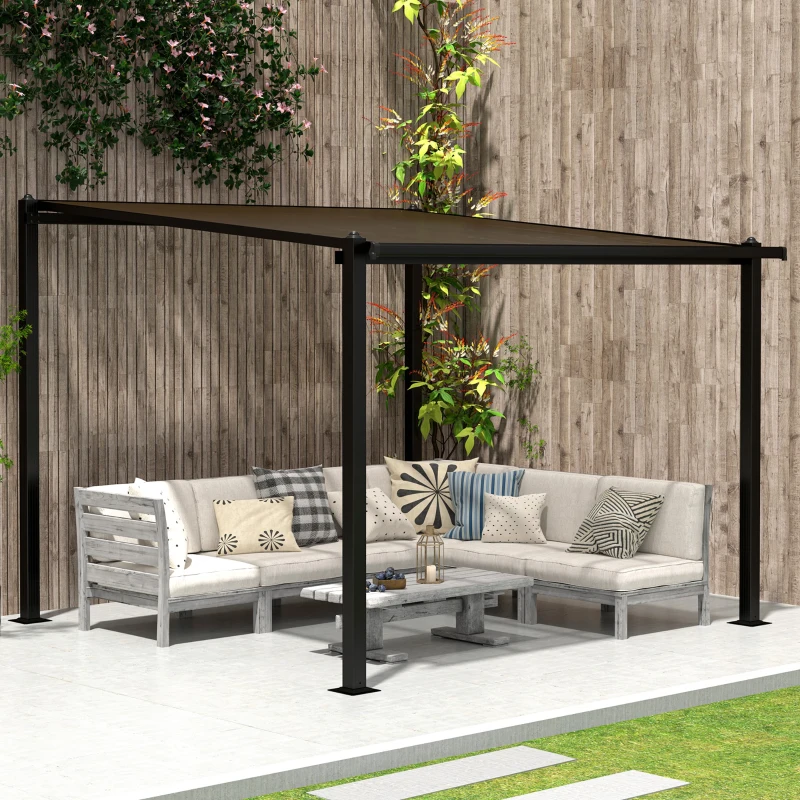 Outsunny Pergola in alluminio con tetto in policarbonato, 3x3 m, Grigio