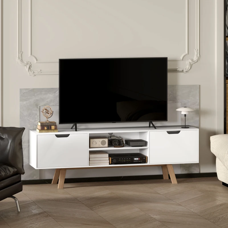 HOMCOM Mobile TV con Cassetti e Mensole Aperte, MDF, 150 x 39 x 50 cm, Bianco