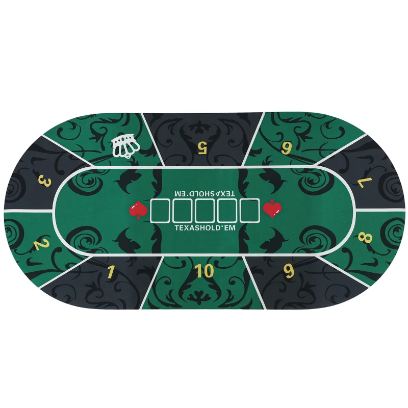 SPORTNOW Tappeto per Tavolo da Poker, fino a 6 Giocatori, Sacca per il Trasporto Inclusa, 120 x 60 x 0,2 cm, Verde e Nero