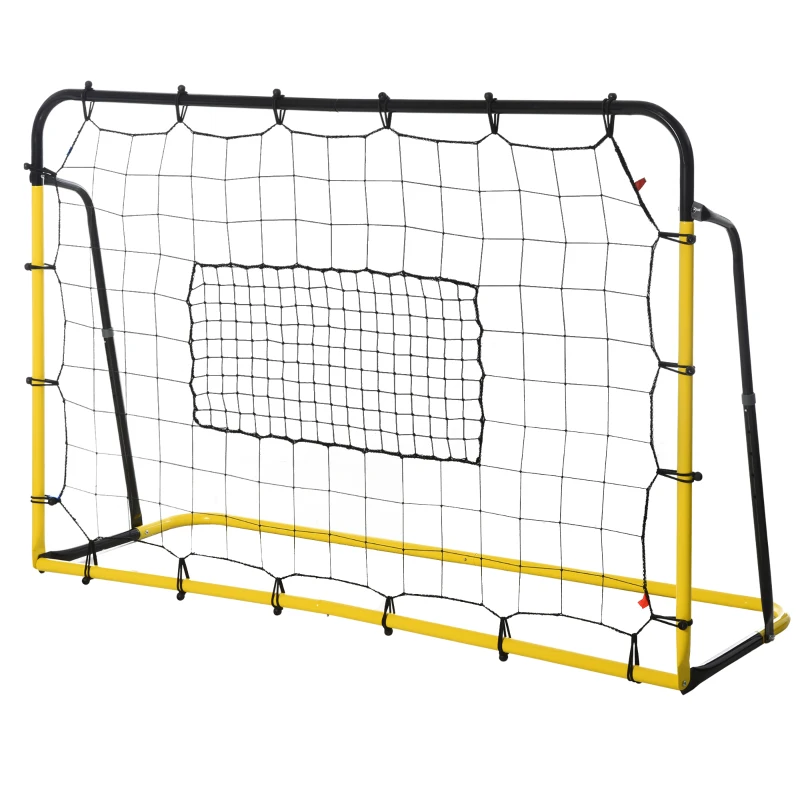 HOMCOM Red de rebote de fútbol, 184x123 cm, rebote de fútbol, 5 ángulos ajustables de 60° a 90°, amarillo y Negro