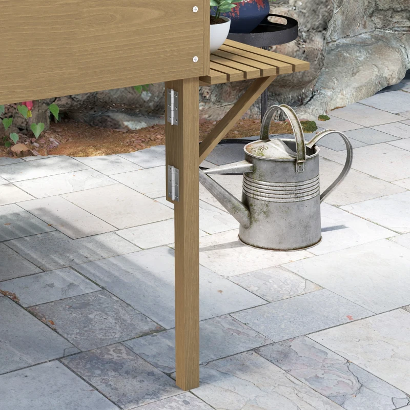 Outsunny Jardinera rectangular elevada - 12 compartimentos - estantes laterales abatibles y film de tela no tejida