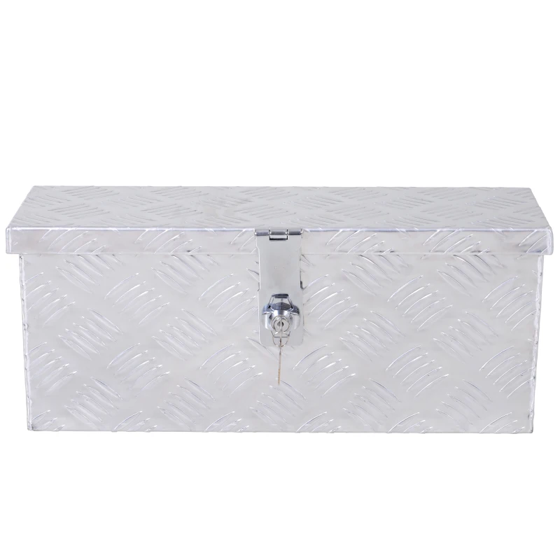 HOMCOM Caja de almacenamiento - caja de herramientas de aluminio - caja de herramientas alu. cierre con llave 50x15,5x20,5 cm