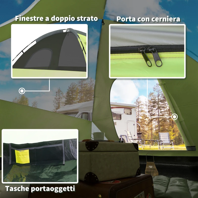 Outsunny Tente de Camping 3 Places en Dôme, Imperméable et Anti-UV, 300x300x180 cm, Jaune et Gris