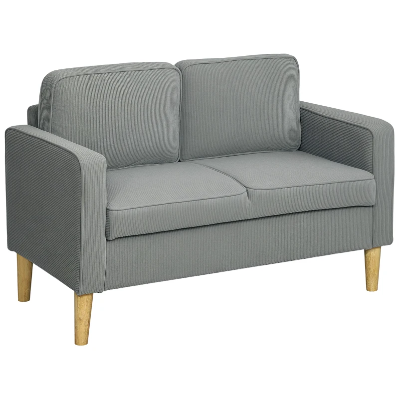 HOMCOM Divano a Due Posti Contenitore con Gambe in Legno Massiccio, 117 x 63 x 79 cm, Grigio Chiaro