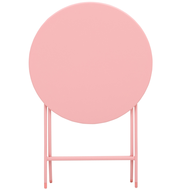 Outsunny Gartenset für 2 Personen Garnitur Balkonmöbel Set Bistrotisch mit 2 Stühlen  für Hof Garten klappbar Rosa