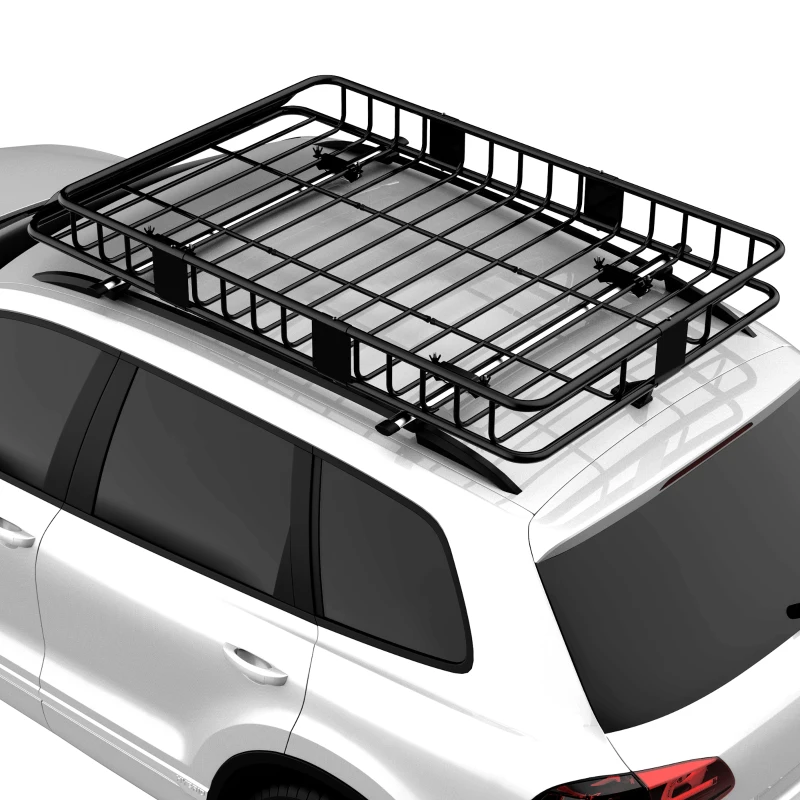 HOMCOM Portaequipajes Galería de techo para coche en metal ajustable en longitud de 109 a 162L cm Carga máxima 100kg