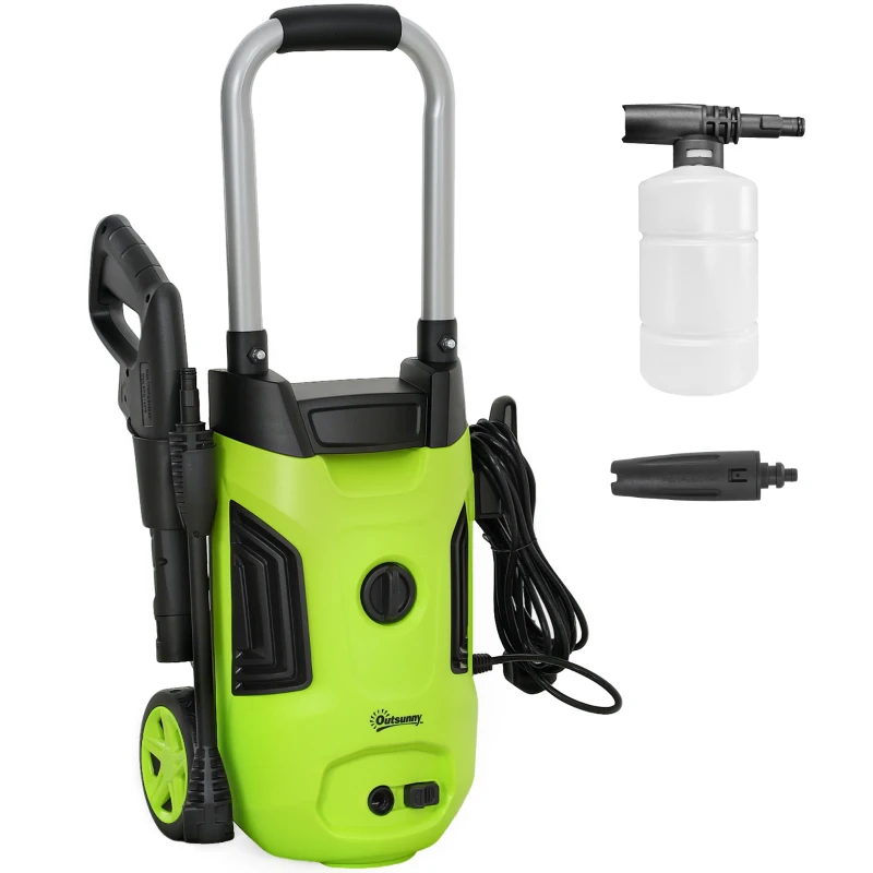 Outsunny 1800W 150-Bar Pressure Washer, with Adjustable Nozzle - Green
