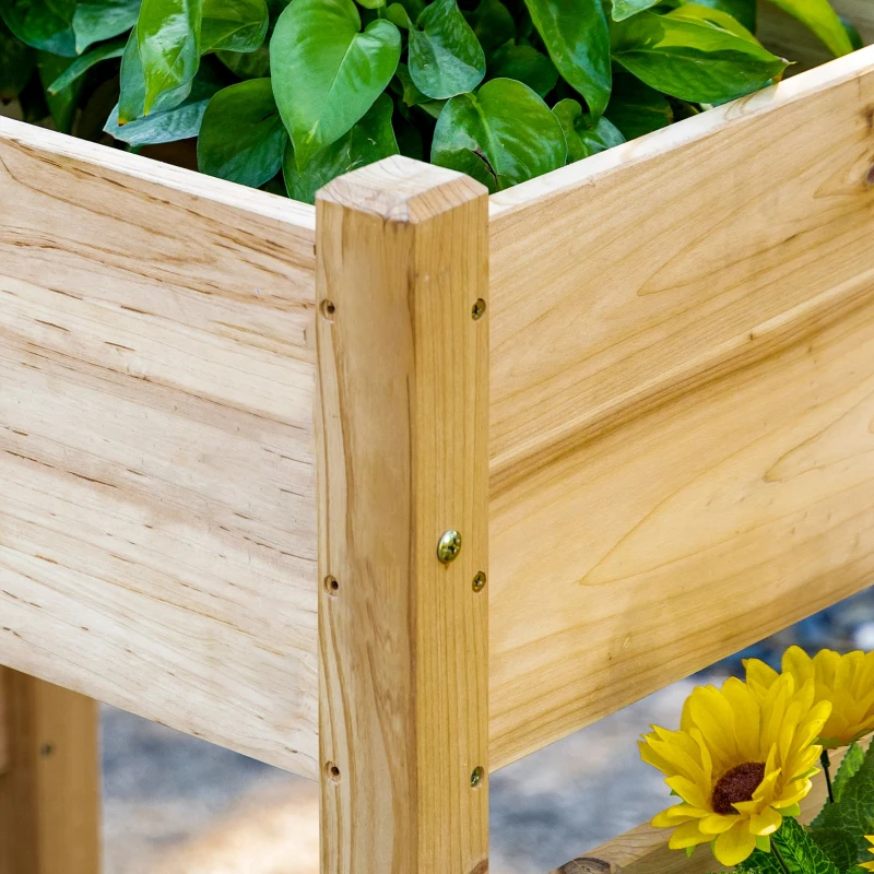 Outsunny Fioriera su Piedi quadrata a 2 livelli cm Inserti per l'irrigazione Legno di Abete, 184L x 45l x 80H