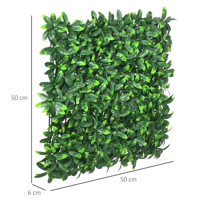 Outsunny Valla artificial de hojas para pared, pantalla de privacidad 12 paneles 50x50 cm, trellis extensible, follaje realista en PE