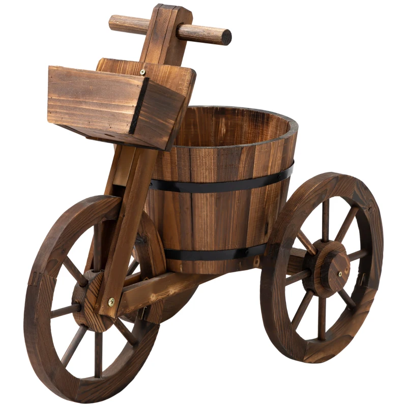 Outsunny Porte Maceta Triciclo - estante de Macetas de Flores - jardinera 52x31x45,5 cm - Madera de Pino
