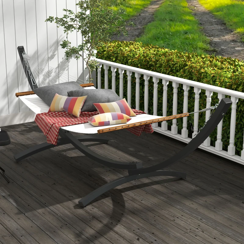 Outsunny Soporte Pied de hamac Estructura Robusta metal epoxi, longitud 360 cm para hamacas de 270 a 330 cm, Gris