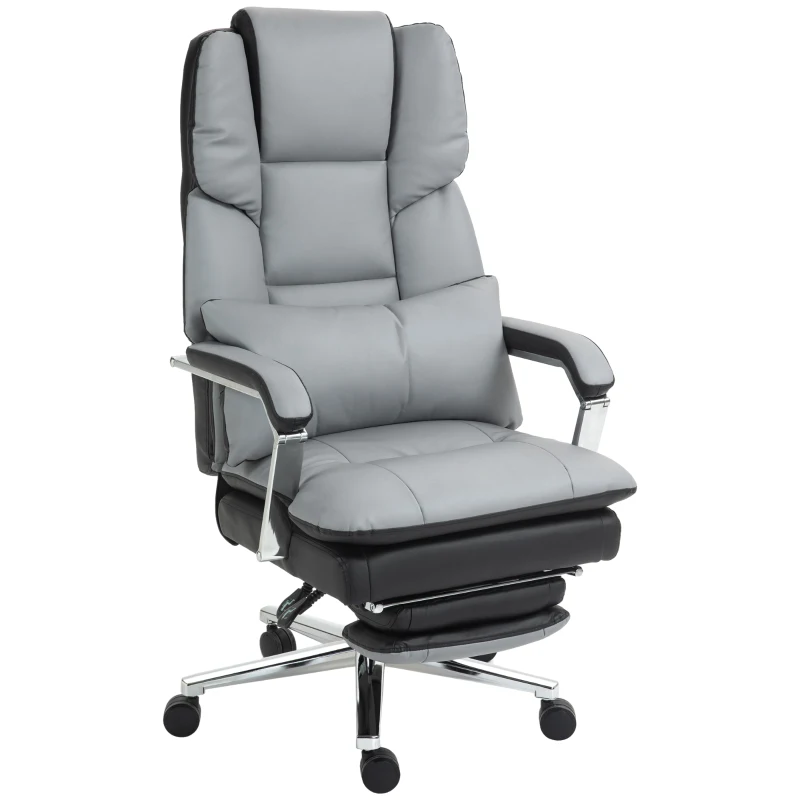 HOMCOM Silla de Oficina Ergonómica Ajustable 63x71x123-129 cm Gris Claro/Negro
