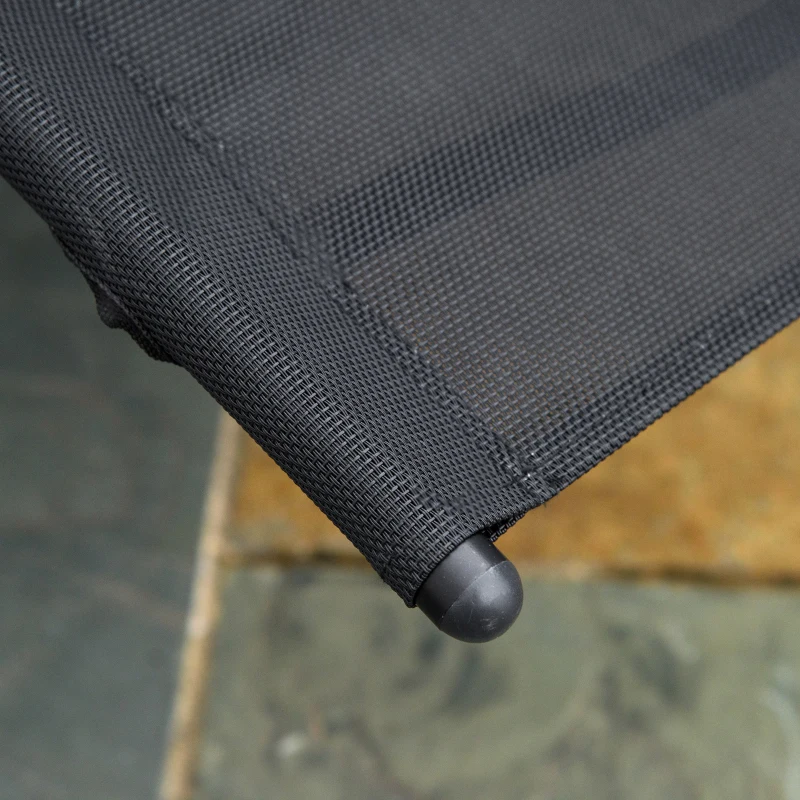 Outsunny Sedia a Dondolo Ergonomica con Poggiatesta e Braccioli, in Metallo Zincato e Textilene, 63l x 160P x 88H cm, Nero
