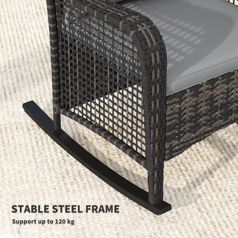 Outsunny Rattan Rocking Chair - Light Grey
