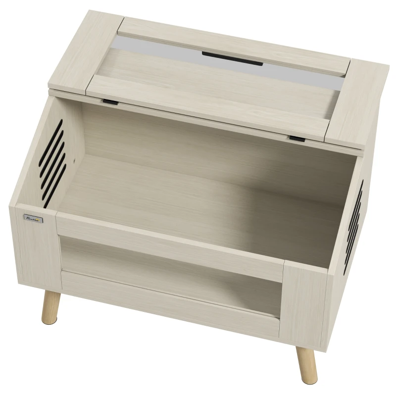 PawHut Terrario per Rettili 111L con Finestre in Vetro Temperato, Coperchio, 80 x 50 x 60 cm, Legno Naturale