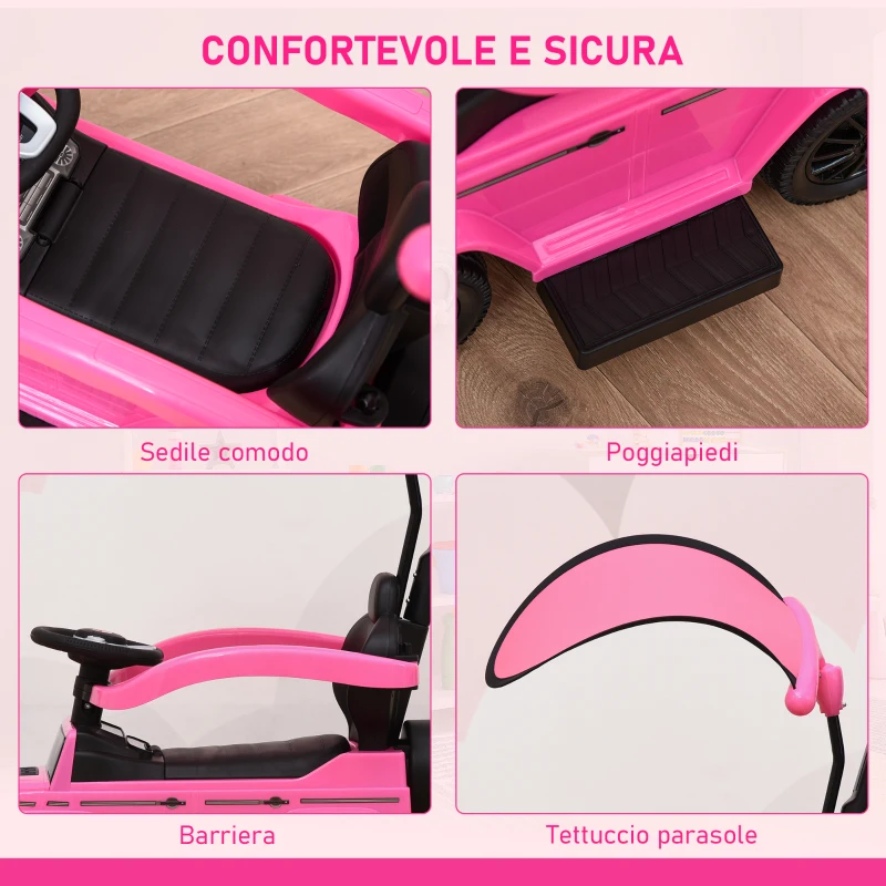 HOMCOM Macchina a Spinta per Bambini 12-36 Mesi con Licenza Mercedes, Tettuccio e Maniglia, 85.5x40.5x95 cm, Rosa