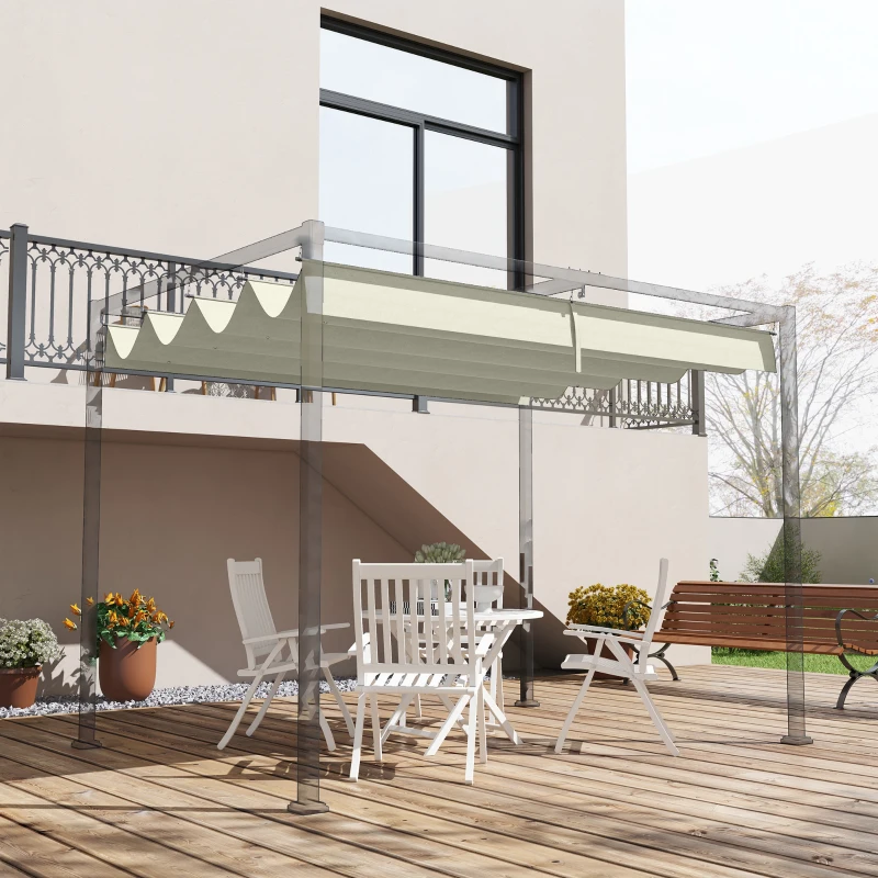 Outsunny Telo Ricambio con Protezione Solare Anti-UV 30+ per Pergola da 3 x 2 m, Crema
