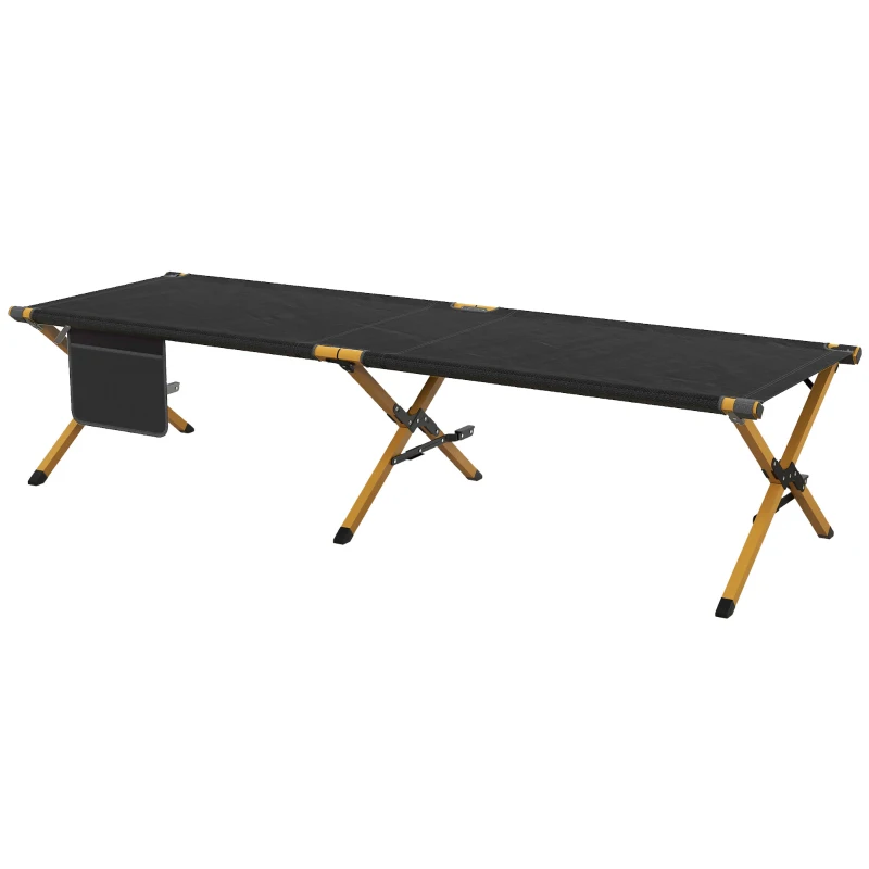 Outsunny Cama de Camping plegable en aluminio con bolsillo lateral - tela Oxford para playa, camping, jardín