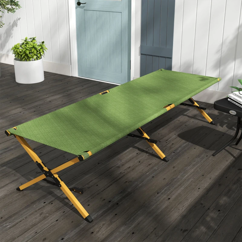 Outsunny Chaise Longue Transat Chaise de Jardin, pliante, résistante aux intempéries, 196 cm x 64 cm x 45 cm, Vert Foncé