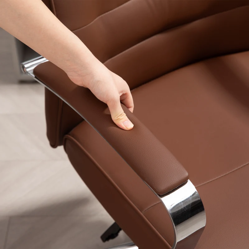 HOMCOM Silla de oficina silla de escritorio con altura ajustable respaldo alto función de balanceo carga 120 kg Marrón oscuro