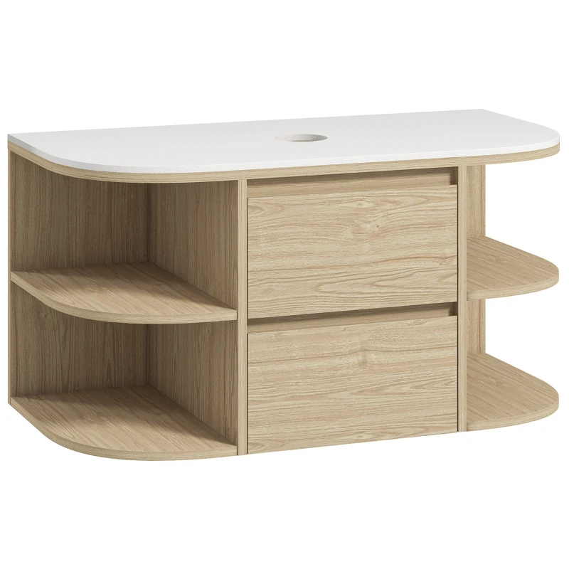 HOMCOM Mobile sottolavabo bagno sospeso mobile sottovasca con cassetti a chiusura soft e ripiani, marrone