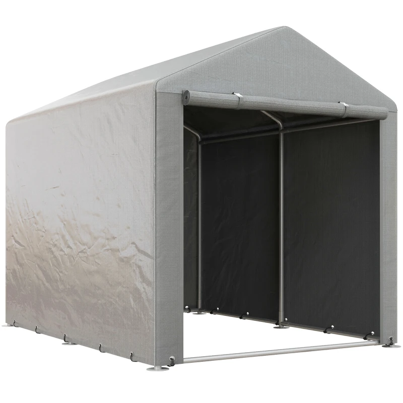 Outsunny Geräteschuppen und Garage für Fahrräder und Motorräder mit UV-beständiger Abdeckung, 1.6x2m, Hellgrau